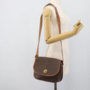 CELINE Macadam Shoulder Bag PVC Leather Brown Gold Tone Auth ka5340-23