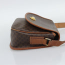 CELINE Macadam Shoulder Bag PVC Leather Brown Gold Tone Auth ka5340-5