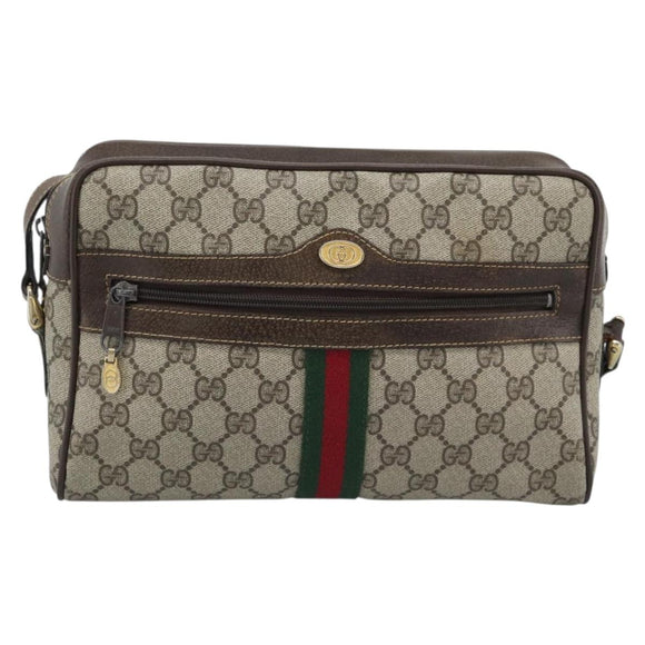 GUCCI GG Supreme Web Sherry Line Shoulder Bag PVC Beige 001 4071 5 Auth ka5341