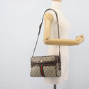 GUCCI GG Supreme Web Sherry Line Shoulder Bag PVC Beige 001 4071 5 Auth ka5341-24