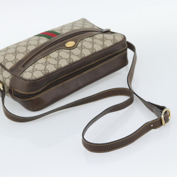 GUCCI GG Supreme Web Sherry Line Shoulder Bag PVC Beige 001 4071 5 Auth ka5341