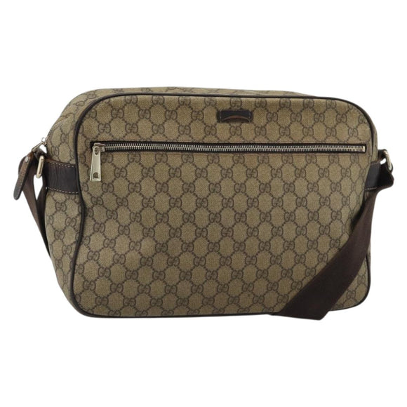GUCCI GG Supreme Shoulder Bag PVC Leather Beige Gold Tone 211107 Auth ka5343