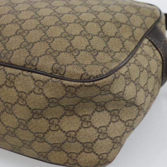 GUCCI GG Supreme Shoulder Bag PVC Leather Beige Gold Tone 211107 Auth ka5343