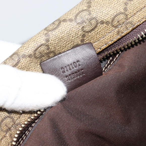 GUCCI GG Supreme Shoulder Bag PVC Leather Beige Gold Tone 211107 Auth ka5343