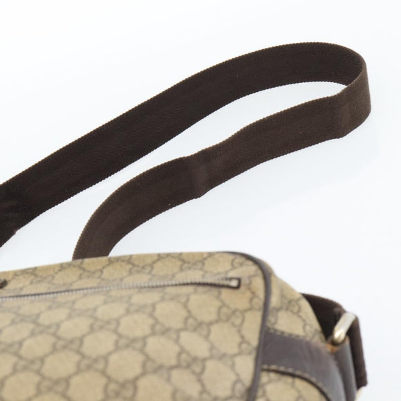 GUCCI GG Supreme Shoulder Bag PVC Leather Beige Gold Tone 211107 Auth ka5343