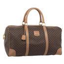 CELINE Macadam Boston Bag PVC Leather Brown Gold Tone Auth ka5345A-1