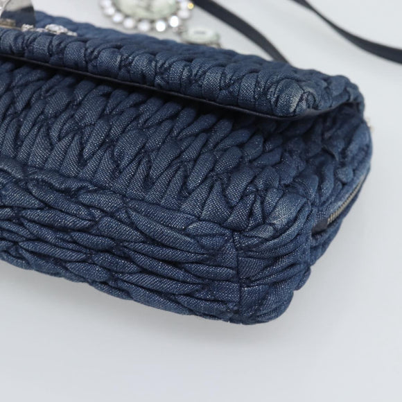 Miu Miu Denim Shoulder Bag 2way Blue Silver Auth ka5347V
