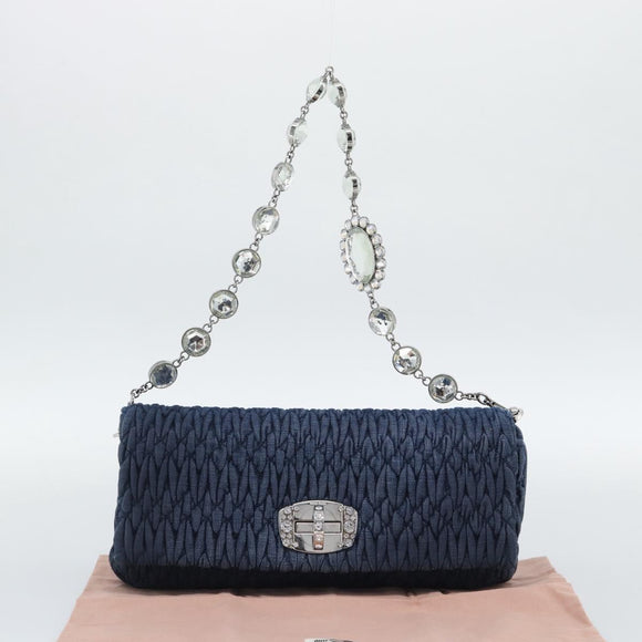 Miu Miu Denim Shoulder Bag 2way Blue Silver Auth ka5347V