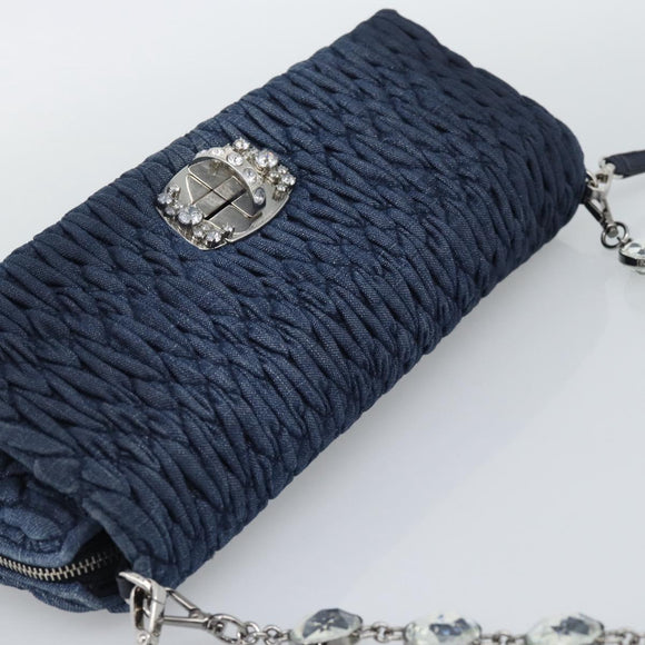 Miu Miu Denim Shoulder Bag 2way Blue Silver Auth ka5347V