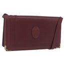 CARTIER Must Line Shoulder Bag Leather Bordeaux Gold Tone Auth ka5348-1
