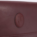 CARTIER Must Line Shoulder Bag Leather Bordeaux Gold Tone Auth ka5348-14