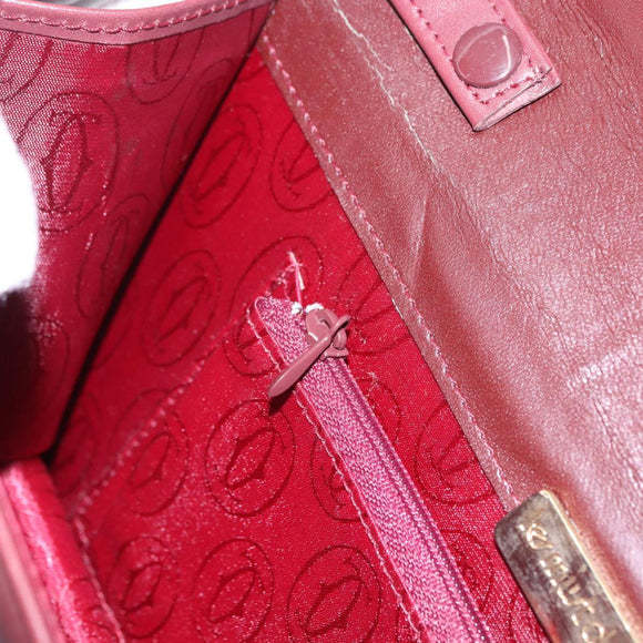 CARTIER Must Line Shoulder Bag Leather Bordeaux Gold Tone Auth ka5348