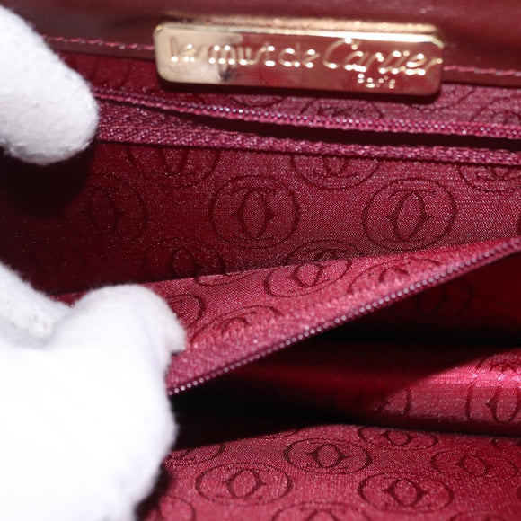 CARTIER Must Line Shoulder Bag Leather Bordeaux Gold Tone Auth ka5348