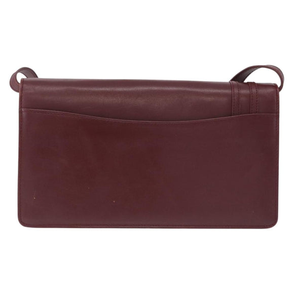 CARTIER Must Line Shoulder Bag Leather Bordeaux Gold Tone Auth ka5348
