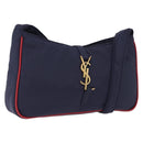 SAINT LAURENT Shoulder Bag Nylon Navy Gold Tone 733294 Auth ka5349M-1