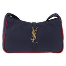 SAINT LAURENT Shoulder Bag Nylon Navy Gold Tone 733294 Auth ka5349M-13