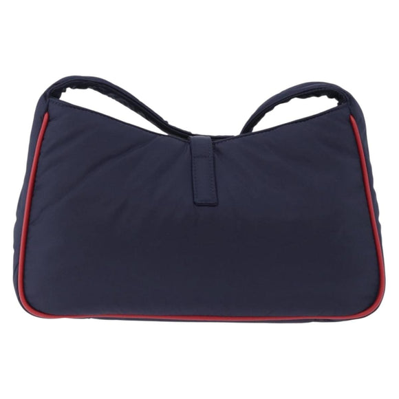 SAINT LAURENT Shoulder Bag Nylon Navy Gold Tone 733294 Auth ka5349M