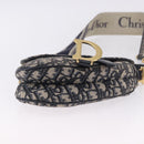 Christian Dior Trotter Saddle Hand Bag 2way Navy Gold Tone Auth ka5351M-11