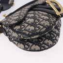 Christian Dior Trotter Saddle Hand Bag 2way Navy Gold Tone Auth ka5351M-12