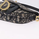 Christian Dior Trotter Saddle Hand Bag 2way Navy Gold Tone Auth ka5351M-13