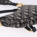 Christian Dior Trotter Saddle Hand Bag 2way Navy Gold Tone Auth ka5351M-14