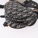 Christian Dior Trotter Saddle Hand Bag 2way Navy Gold Tone Auth ka5351M-15