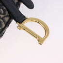 Christian Dior Trotter Saddle Hand Bag 2way Navy Gold Tone Auth ka5351M-16