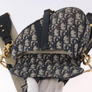 Christian Dior Trotter Saddle Hand Bag 2way Navy Gold Tone Auth ka5351M-17