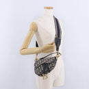Christian Dior Trotter Saddle Hand Bag 2way Navy Gold Tone Auth ka5351M-23