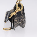 Christian Dior Trotter Saddle Hand Bag 2way Navy Gold Tone Auth ka5351M-4