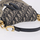 Christian Dior Trotter Saddle Hand Bag 2way Navy Gold Tone Auth ka5351M-6