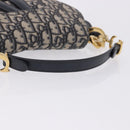 Christian Dior Trotter Saddle Hand Bag 2way Navy Gold Tone Auth ka5351M-7
