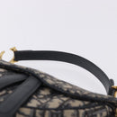 Christian Dior Trotter Saddle Hand Bag 2way Navy Gold Tone Auth ka5351M-8