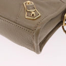 BALENCIAGA Mini City Hand Bag Leather 2way Beige Gold Tone 453293 Auth ka5352V-13