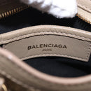 BALENCIAGA Mini City Hand Bag Leather 2way Beige Gold Tone 453293 Auth ka5352V-17