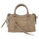 BALENCIAGA Mini City Hand Bag Leather 2way Beige Gold Tone 453293 Auth ka5352V-2