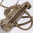 BALENCIAGA Mini City Hand Bag Leather 2way Beige Gold Tone 453293 Auth ka5352V-6