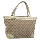 GUCCI GG Canvas Hand Bag Beige Gold Tone 257061 Auth ka5360V-1