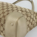 GUCCI GG Canvas Hand Bag Beige Gold Tone 257061 Auth ka5360V-10