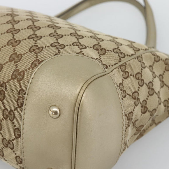 GUCCI GG Canvas Hand Bag Beige Gold Tone 257061 Auth ka5360V