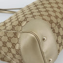 GUCCI GG Canvas Hand Bag Beige Gold Tone 257061 Auth ka5360V-11