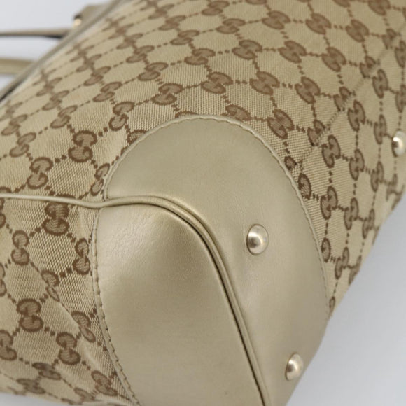 GUCCI GG Canvas Hand Bag Beige Gold Tone 257061 Auth ka5360V