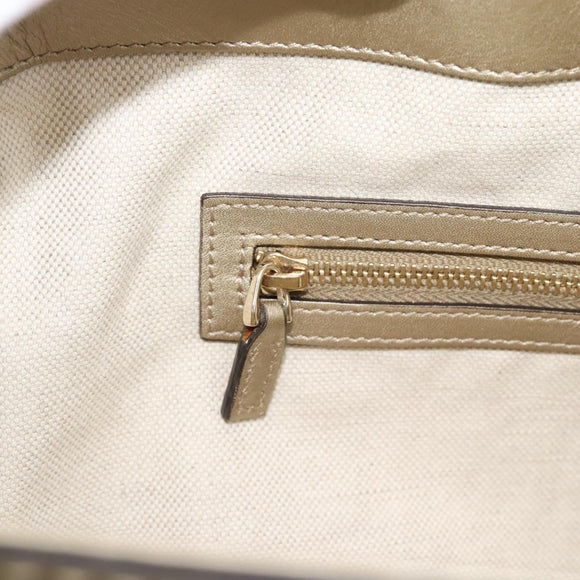 GUCCI GG Canvas Hand Bag Beige Gold Tone 257061 Auth ka5360V