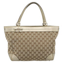 GUCCI GG Canvas Hand Bag Beige Gold Tone 257061 Auth ka5360V-2