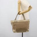 GUCCI GG Canvas Hand Bag Beige Gold Tone 257061 Auth ka5360V-21