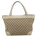 GUCCI GG Canvas Hand Bag Beige Gold Tone 257061 Auth ka5360V-3