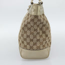 GUCCI GG Canvas Hand Bag Beige Gold Tone 257061 Auth ka5360V-5