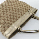 GUCCI GG Canvas Hand Bag Beige Gold Tone 257061 Auth ka5360V-6