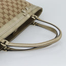 GUCCI GG Canvas Hand Bag Beige Gold Tone 257061 Auth ka5360V-7