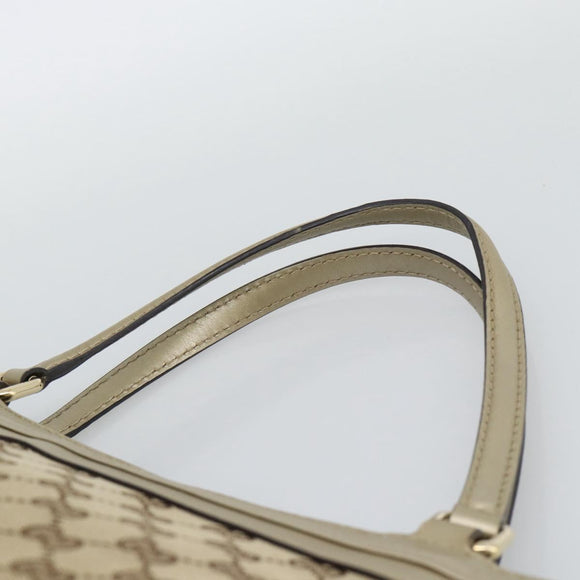 GUCCI GG Canvas Hand Bag Beige Gold Tone 257061 Auth ka5360V